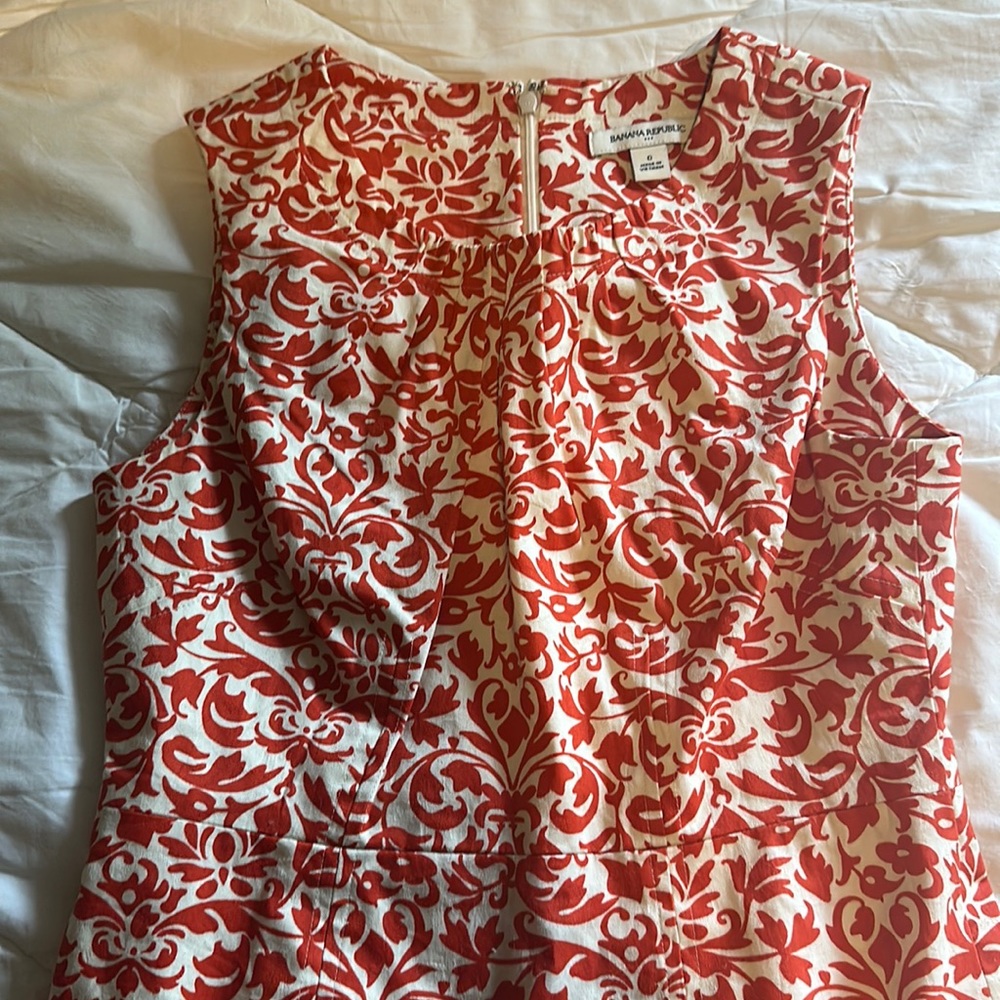 Banana Republic Factory Sheath Dress - Orange & Cream 0